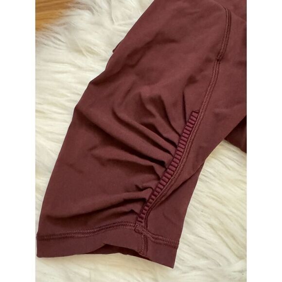 Lululemon Ruched Leg Workout Tight Leggings Wine 8 - Picture 3 of 5